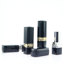 square luxury in stock ready to ship empty plastic lipstick tube black makeup packing silver lipstick packaging